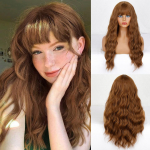 MISS PARUK, pikk pruun Water Wave parukas s&uuml;nteetilisest kiust helepruun igap&auml;evane Cosplay pika laineline parukas naistele T1B-613