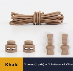 Ilma lipsuta kingapaelteta &uuml;mmargused elastsed kingapaelad plastikust kl&otilde;psuga lukk sobib k&otilde;ikidele kingadele T&auml;iskasvanud lapsed k&otilde;ndimine sport laisk pits T1-2-100cm-Khaki