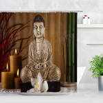 Zen Roheline bambusest Buddha du&scaron;ikardin maastik vesik&uuml;&uuml;nal kivi Lotu taim aiamaastik Veekindel vannitoa kardin 180*200CM