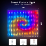 400 LED-kardinavalgusti nutikas Bluetooth-rakenduse juhtimine RGBIC v&auml;lishaldja j&otilde;uluvalgusti j&otilde;uluvaniku sisekujundus DIY muster 3M X 3M