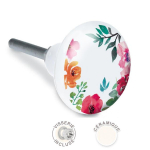 Les Tr&eacute;sors De Lily [A2519] - Mitmev&auml;rviline valge lilleline keraamiline m&ouml;&ouml;blinupp - 65x35 mm mitmev&auml;rviline