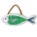 Les Tr&eacute;sors De Lily [R6571] &ndash; roheline puidust uksetahvel  Fish  (magamistuba) - 120x45 mm roheline