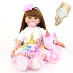 Reborn Baby Girl Doll Realistlik m&auml;nguasi, silikoonist keha, 55 CM 22 tolli pikkade juustega Printsess V&auml;ikelapse Bebe j&otilde;ulukingid