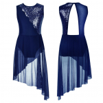 Lastele, t&uuml;drukutele, l&uuml;&uuml;riline kaasaegne kaasaegse tantsu kleit, trikoo, ebaregulaarne &auml;&auml;r, &otilde;&otilde;nsa seljaga kleit 7-8 Years