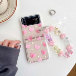 Ins 2023 uus originaalne armas lilleline armastus paari karu k&auml;ev&otilde;ru telefoni&uuml;mbris Samsung Galaxy Z Flip3 Flip4 flip 3 4 s&uuml;damega tagakaanega For Samsung Z Flip 4