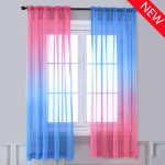 Moodsad sinise gradiendiga t&uuml;lli aknakardinad elutuppa 3D-v&auml;rvilised organza l&otilde;ngast l&auml;bipaistvad voile kardinad magamistoa k&ouml;&ouml;gi kardinateks W100xL200CM 1pc