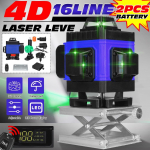 APP Control Laser Level 4D 16 rida isetasanduv 360 horisontaalne ja vertikaalne risti roheline laserkiire joon 2x akuga