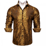 Dibangu Silk meeste s&auml;rgid pikkade varrukatega Slim Fit s&auml;rk Meestele Lilla Paisley pluus &Uuml;ler&otilde;ivad XXXL kuld
