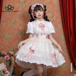 Lolita kleit l&uuml;hikeste varrukatega igap&auml;evane kerge kleit, naine vabaaja mood Lolita peokleit, cosplay naine, armas kleit S valge/roosa