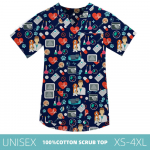 Nursing Scrub Tops Scrub Caps Naiste meeste lemmikloomapoe s&auml;rk Multikas tr&uuml;kitud V-kaelusega vormiriietus Meditsiiniline &uuml;laosa Haigla &otilde;e arsti pluus XS