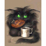 5D t&auml;ispuurv&auml;rvimine Teemant isetegemise must koomik Kass s&ouml;&ouml;b mosaiigist kivist ristpistes kaunistus Full Round 30x40CM