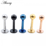 3 4 5mm Diameeter 5 v&auml;rvi Roostevaba teras Mehed Naised Kruvi tagasi (augustatud) Body Labret Lip Piercing Body Jewelry 2mm must