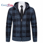 Cozy Up Meeste lukuga kapuutsiga fliisist kardigan kampsun talvine soe sherpa voodriga jakk-mantel taskutega kapuutsid M sinine
