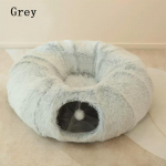 2-&uuml;hes &uuml;mmargused kassivoodid maja naljakas kassitunneli m&auml;nguasi, pehme pikk pl&uuml;&uuml;sis koeravoodi v&auml;ikestele koertele. Korv Kassipojad Voodimatt Kennel s&uuml;gav uni 85*26cm(diameter*high) hall