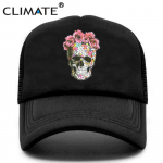 CLIMATE Flower Skeleton Trucker Cap Cool Skull Bone Cap HipHop pesapallim&uuml;tsid Suvised verdtarretavad must v&otilde;rkk&uuml;bar Unisexile Fits 55to58cm Head