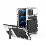 L&ouml;&ouml;gikindel metallist armor telefoni&uuml;mbris telefonile Iphone 14 15 Pro Max 15Plus koos tugijalaga, t&auml;ielikult pakitud silikageelist raskeveokite kate For Iphone 15 h&otilde;be