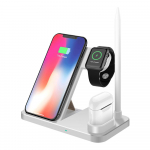 3-&uuml;hes juhtmevaba laadija iPhone'i jaoks 14 13 12 11 Xs Xr X 8 15w kiirlaadimisdokk Airpodide jaoks 3 Pro Apple Watch 8 7 6 5 4 alus Type-B 10W valge
