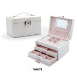 Kahe sahtliga ehtehoidik, peegliga lukustatav, s&otilde;rmuste, k&auml;ev&otilde;rude, k&otilde;rvar&otilde;ngaste, kaelakeede, sametvoodri, emadep&auml;evakingituste jaoks 18.6x13.6x11.5cm valge