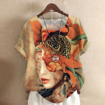 Art Face naiste T-s&auml;rk 2023, uus suvine mood naiste r&otilde;ivad, 3D n&auml;gu, lillelised topid, vabaaja t&auml;navar&otilde;ivad, naiste suur T-s&auml;rk 3XL