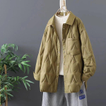 Moodne vintage soe puuvillane jope naistele S&uuml;gistalvine &uuml;herealine tasku, pikkade varrukatega mantlid Naiste avarad &scaron;ikid &uuml;ler&otilde;ivad M punane