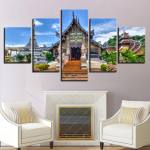 L&otilde;uendimaal Seinakunst HD-prinditud plakat 5 t&uuml;kki Chiang Mai vana templi lossi pildid elutuba Kodu dekoratiivne raam Ilma raamita 20x35cm*2 20x45cm*2 20x55cm*1