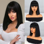 Miss Wig Naturaalne veinipunane s&uuml;nteetilisest kiust parukad L&uuml;hike sirge parukas tukkidega Parukas Cosplay igap&auml;evaseks kasutamiseks m&otilde;eldud juuksed naistele 35cm
