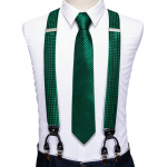 Fashion 6 Clip Meeste lipsuhoidjad 3,5 cm Reguleeritava laiusega elastne rihm Punased traksid Suspender Siidist lipsukomplekt BJ-2038,N-1608