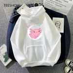 Space Axolotl Kawaii kapuutsid Pastell gooti Jaapani Anime Koomiks WoUnisex Kapuutsiga dressipluus Fliisist soojad t&auml;navar&otilde;ivad Unisex riided L