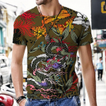 Vintage meeste 3D-prinditud l&uuml;hikeste varrukatega draakoni mustriga totem-T-s&auml;rk Streetwear noorte suvine plusssuuruses meeste top riided S