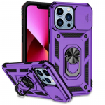 L&uuml;kandobjektiivi r&otilde;nga l&ouml;&ouml;gikindel soomus&uuml;mbris iPhone'i 15 14 13 12 11 Pro Max X XR XS Max 7 8 15 Plus statiivihoidiku jaoks arvuti tagakaane kest For iPhone 15 lilla