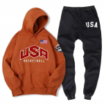 USA Basketball Street Printed Spordir&otilde;ivad Meeste Soe kaheosaline komplekt Lahtine kapuutsiga dressipluus P&uuml;kste komplekt Kapuutsiga dressipluus XL
