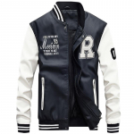 Jakk Meeste Tikand Pesapallijakid Pu-nahast mantlid Slim Fit College Pilot Casaco Masculino XS valge