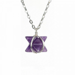 Looduslik kvartskristall Merkaba t&auml;heripats amet&uuml;st roosa kvarts kalliskivi Reiki kvarts ripats kaelakee Amethyst