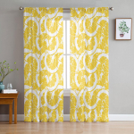 Suvised sidrunipuuvilja tekstuuriga t&uuml;llkardinad elutoa kaunistamiseks Moodne &scaron;ifoonist Sheer Voile k&ouml;&ouml;gikardin 135W x 114H(cm)