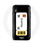 Coque iphone XS billet d'avion madrid