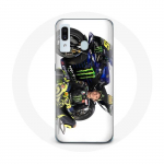 Coque pour Samsung Galaxy A20e Valentino Rossi Pilote de vitesse fond blanc