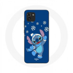 Coque pour Samsung Galaxy A03 Stitch neige No&euml;l bleu