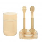 1 komplekt beebi hambahari Pilkup&uuml;&uuml;dev peene t&ouml;&ouml;tlusega pruun kompaktne libisemisvastane vasts&uuml;ndinu hambahari igap&auml;evaseks puhastamiseks pruun