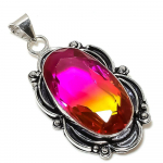 Natural Bi-Color Tourmaline Gemstone 925 Sterling Silver Pendant 2.29 g6m39