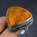 Natural Baltic Amber Gemstone 925 Sterling Silver Jewelry Ring Size 9 j8z20