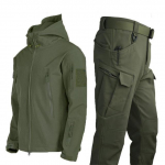 Military Shark Skin Soft Shell &uuml;likonnad meestele taktikalised tuulekindlad veekindlad jakid Meeste armee lahingup&uuml;ksid + meeste kapuutsiga matkamantlid S khaki