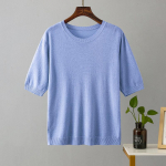 Suvine naiste T-s&auml;rk Plus Size Bright Silk L&uuml;hikeste varrukatega &uuml;hev&auml;rviline &uuml;laosa lahtine &otilde;huke &uuml;mmargune kaelus Mitmek&uuml;lgne poolvarrukatega kootud T-s&auml;rk One Size valge