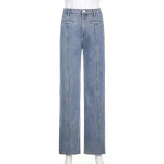 Kevadised Retro Keskmise V&ouml;&ouml;kohaga Taga Viisnurkne Kokkup&otilde;rke P&uuml;ksid Vabaaja Denim Mikro P&uuml;ksid L sinine