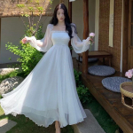 &Uuml;herealine krae, pikkade varrukatega v&ouml;&ouml;koht, torukleit, haldjas seelik, superhaldjas mere&auml;&auml;rne puhkuse rannakleit L valge