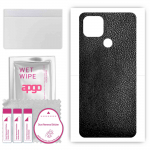 apgo Protective Skin Sticker for the back compatible with Oppo A15s, Wrap Film, Foil, Vinyl - Pattern Black Leather