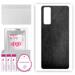 apgo Protective Skin Sticker for the back compatible with Vivo Y76 5G, Wrap Film, Foil, Vinyl - Pattern Black Leather