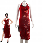 Naiste Ada Wongi Cosplay Kost&uuml;&uuml;m Tikitud Cheongsam stiilis Punane Kleit Naiste Halloweeni Cosplay R&otilde;ivastus L