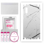 apgo Protective Skin Sticker for the back+sides compatible with Samsung Galaxy A50s, Full Wrap Film, Foil, Vinyl - Pattern White Marble