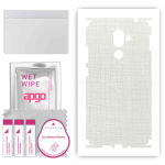 apgo Protective Skin Sticker for the back+sides compatible with Nokia 7 plus, Full Wrap Film, Foil, Vinyl - Pattern White Fabric