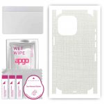 apgo Protective Skin Sticker for the back+sides compatible with Apple iPhone 13 Pro, Full Wrap Film, Foil, Vinyl - Pattern White Fabric